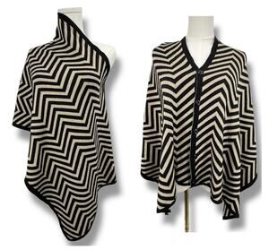 Cruise Club cardishawl chevron metallic gold black poncho wrap shawl NEW OS
